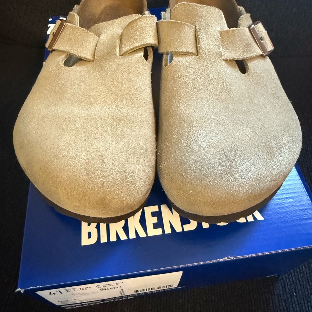 Birkenstock Boston Taupe Suede Clogs 41 / 10 - Picture 4 of 9